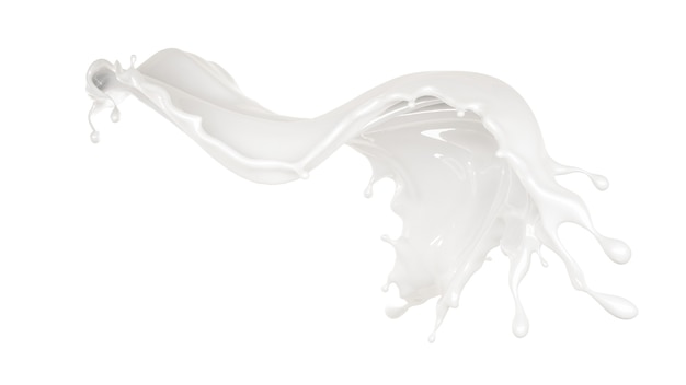 Spruzzata di liquido bianco denso. Illustrazione 3D, rendering 3D.