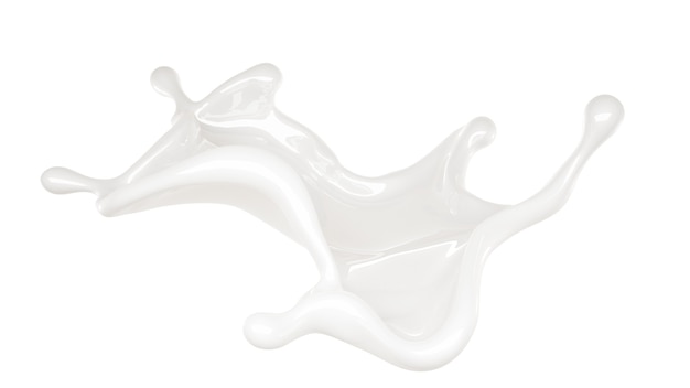 Spruzzata di liquido bianco denso. Illustrazione 3D, rendering 3D.