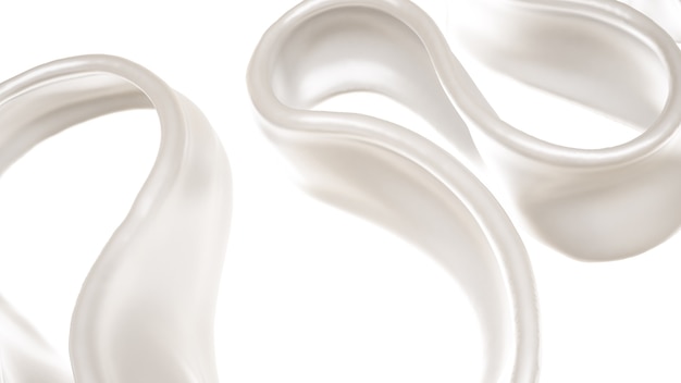 Spruzzata di liquido brillante su sfondo bianco. illustrazione 3d, rendering 3d.