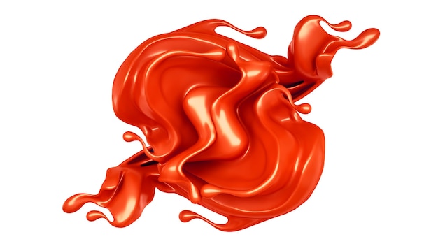 Spruzzata di liquido rosso. illustrazione 3d, rendering 3d.
