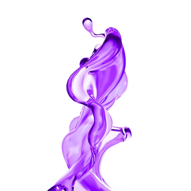 Spruzzata di liquido viola denso. illustrazione 3d, rendering 3d.