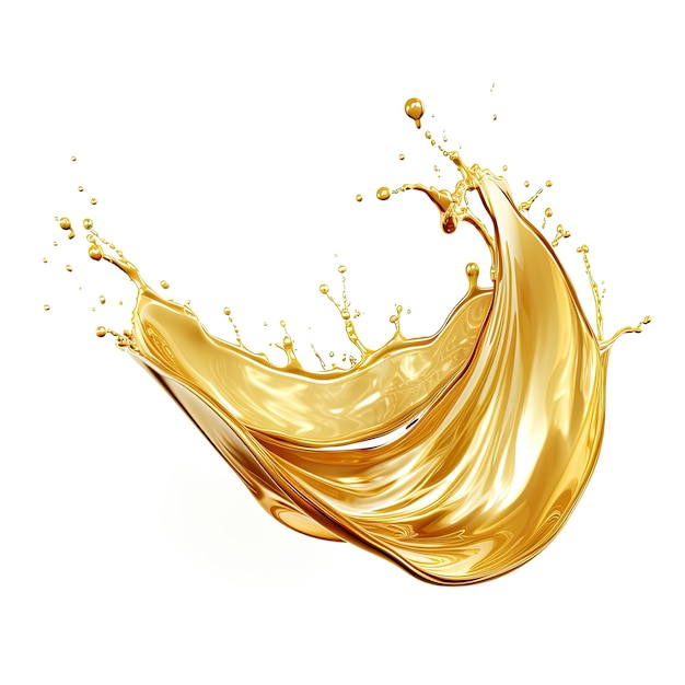 Spruzzata di olio d'oro o essenza cosmetica isolata su sfondo bianco