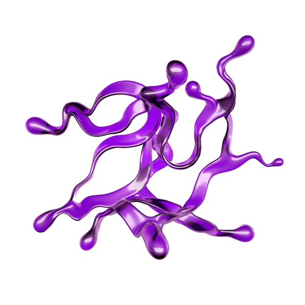 Spruzzata di vernice viola su sfondo bianco. illustrazione 3d, rendering 3d.