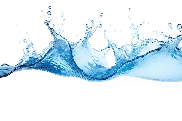 Spruzzi d'acqua blu in isolamento su uno sfondo bianco