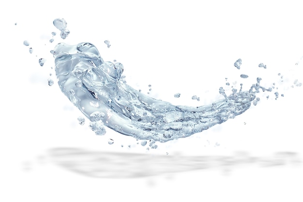 Spruzzi d'acqua blu isolati su sfondo bianco