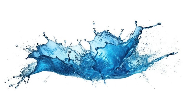 Spruzzi d'acqua blu su sfondo bianco