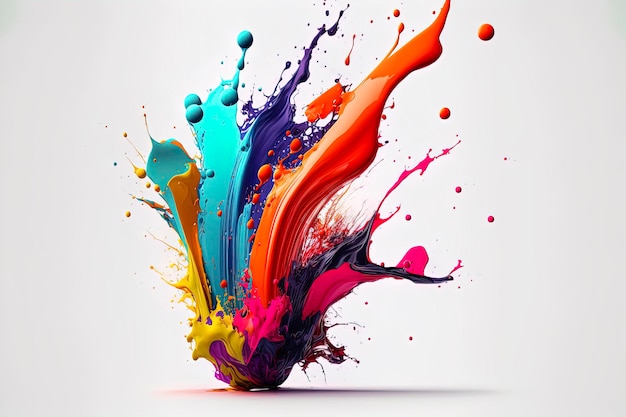Spruzzi di colori dipingono nell'aria su sfondo bianco 3d'illustrazione