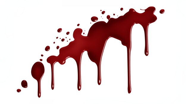 Spruzzi di sangue spruzzo di liquido rosso su sfondo bianco