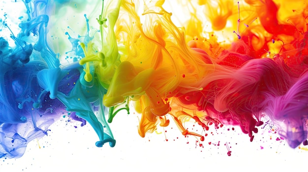 Spruzzi di vernice dai colori vivaci creano un'espressione vivace e astratta dell'arte in movimento