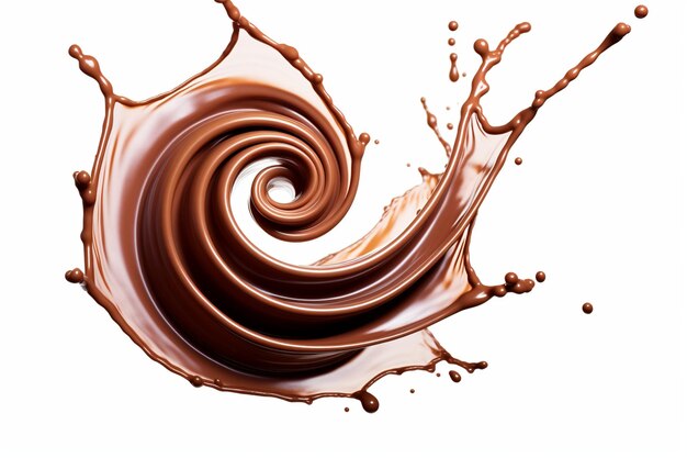 Spruzzo a spirale di cioccolato isolato sullo strato alfa png