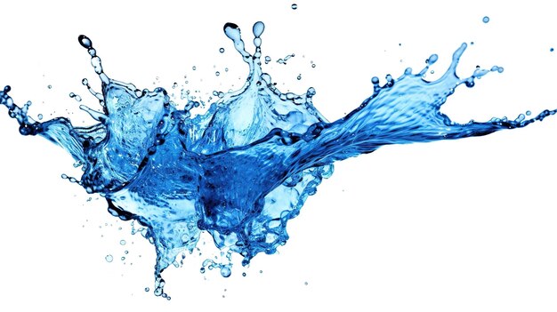 Spruzzo d'acqua blu isolato su sfondo bianco Generativo ai