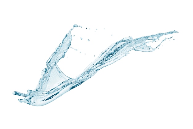 Spruzzo d'acqua blu isolato su sfondo bianco