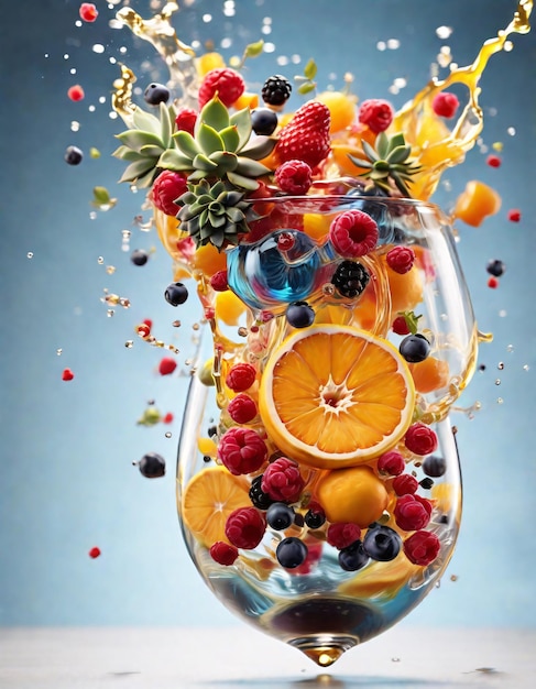 Spruzzo d'acqua con frutta