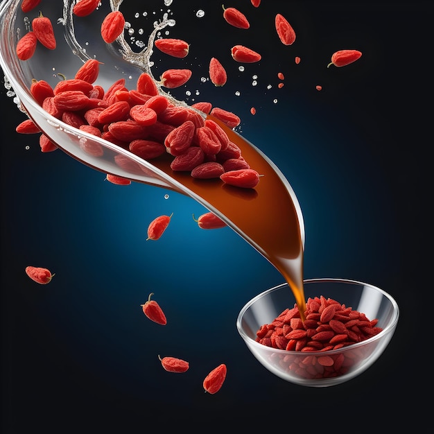 Spruzzo d'acqua di freschezza bacche di goji rosse