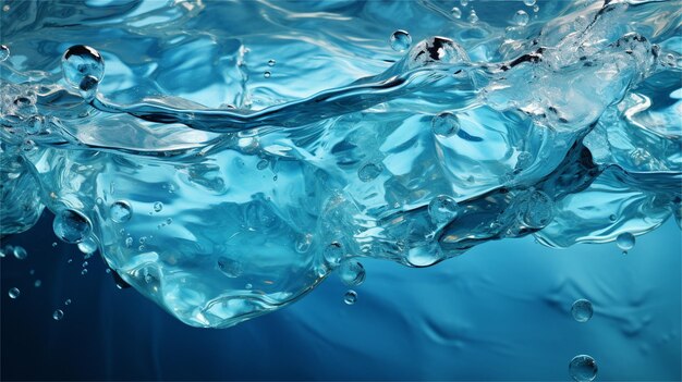 Spruzzo d'acqua su sfondo blu 3D rendering 3D illustrazione