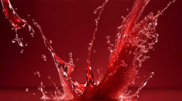 Spruzzo di acqua rossa su uno sfondo chiaro IA generativa