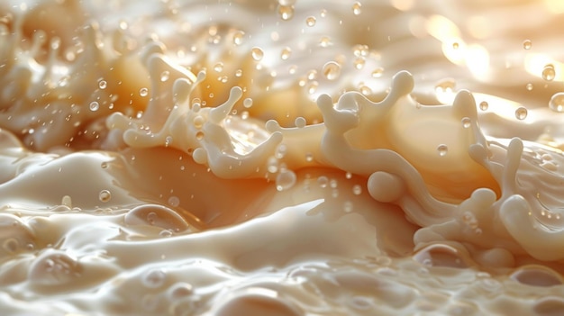 spruzzo di latte cremoso ondata sinuosa cresta innumerevoli spruzzi e gocce nell'aria essenza di freschezza scultorea fluidità sfondo trasparente AI generativo