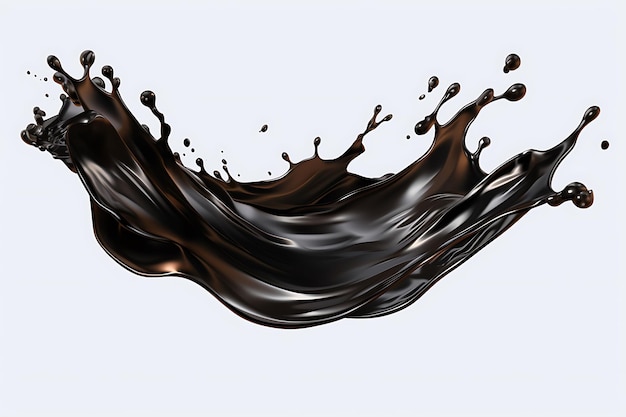 Spruzzo di liquido nero isolato su uno sfondo trasparente