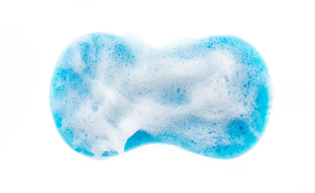 Spugna con schiuma di sapone sud isolato su sfondo bianco