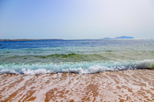 Spuma leggera del mare durante il vento caldo Egitto Sharm El Sheikh