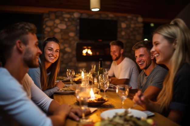 Squadra allegra durante la cena al ritiro