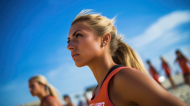 Squadra di giocatori di beach volley femminile