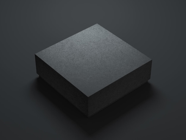 Square Black Box Mockup su sfondo scuro. rappresentazione 3d