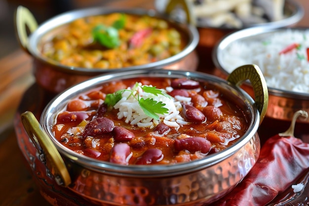 Squisita combinazione di pasti Rajma Chawal pronti da mangiare