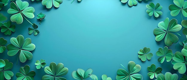 St Patrick's Day banner con trefoli a quattro foglie tema verde e elementi di amuleto della fortuna Concept St Patrick39s Day FourLeaf Clovers Green Theme Lucky Charms Banner