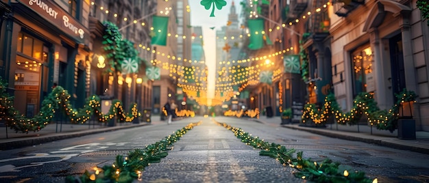 St. Patrick's Day Splendor Urban Glow con ghirlande festive Concept St. Patrick39s Day Urban Glow Festive Ghirlande Celebrazione fotografica