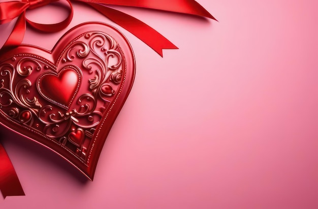 St. Valentine's day banner di matrimonio con cuore ornamentale rosso su sfondo rosso per banner di vendita d'amore