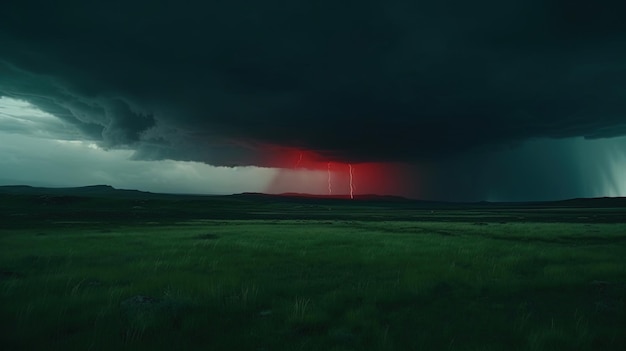 Sta arrivando un temporale su un campo verde