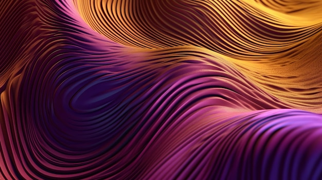 Stabilimento straordinario con Wave Shinning Gold e Purple Point Silk Surface Risorse creative generate dall'IA