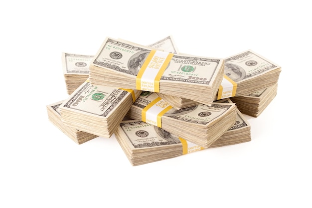Stack di banconote da cento dollari isolati