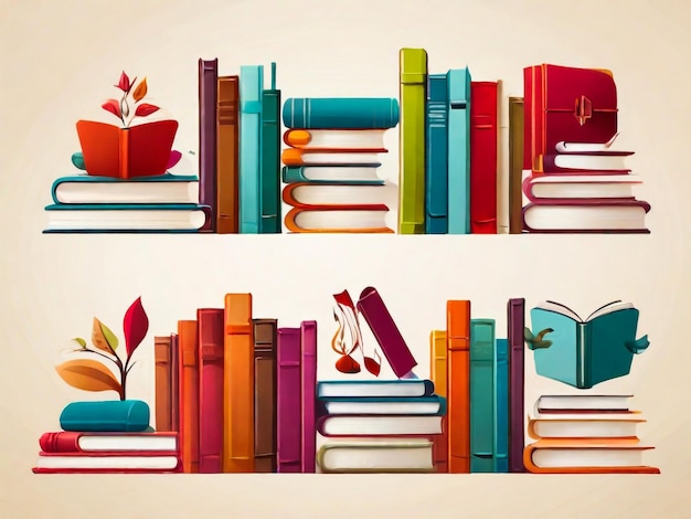 Stack di libri con copertine colorate illustrazione vettoriale