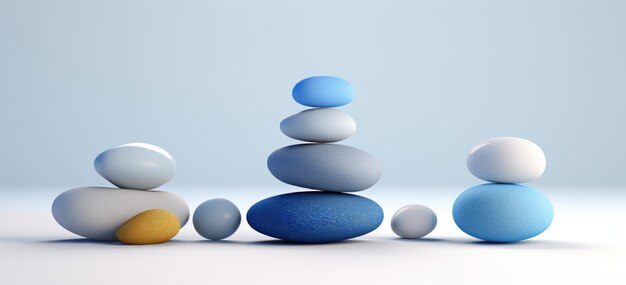 Stack di pietra blu e bianca pietra equilibrio
