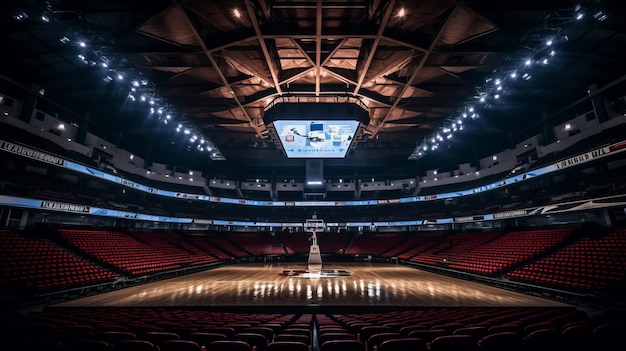 Stadio di basket illuminato Illustrazione AI GenerativexA