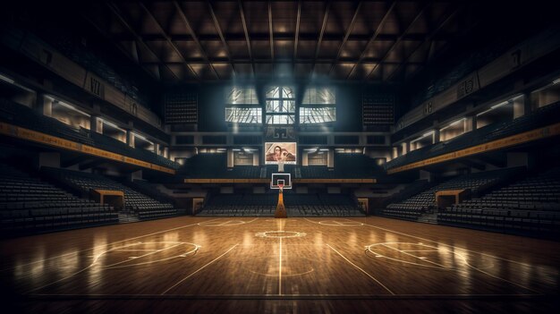 Stadio di basket illuminato Illustrazione AI GenerativexA