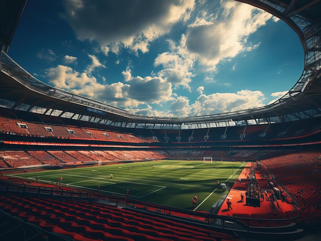 stadio di calcio all'aperto vuoto IA generativa