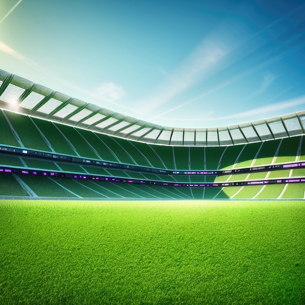 Stadio di calcio con campo verde IA generativa