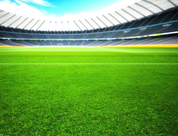 Stadio di calcio con campo verde IA generativa