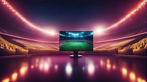 Stadio di calcio con luci generate dall'intelligenza artificiale