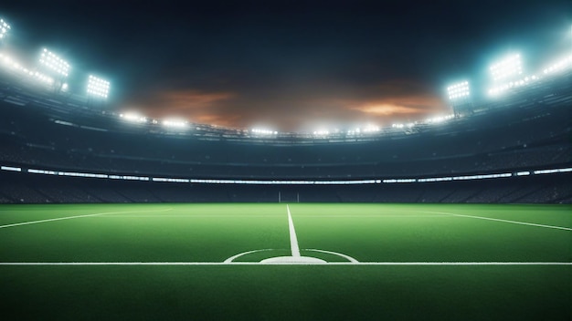Stadio di calcio con luci generate dall'intelligenza artificiale