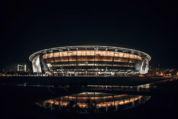 Stadio di calcio di notte AI Generato