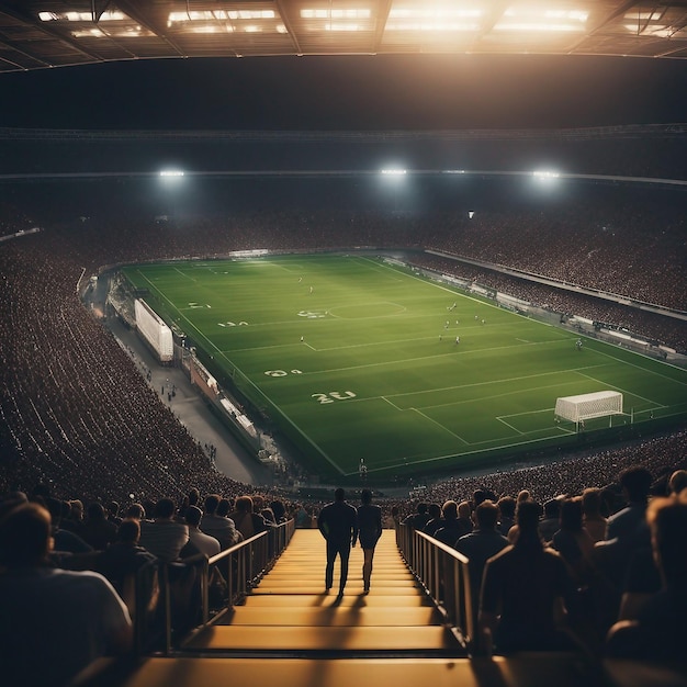 Stadio di calcio di notte generativo ai