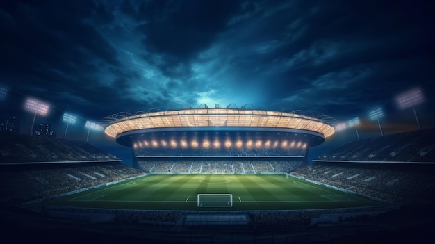 Stadio di calcio di notte Illustrazione AI GenerativexA