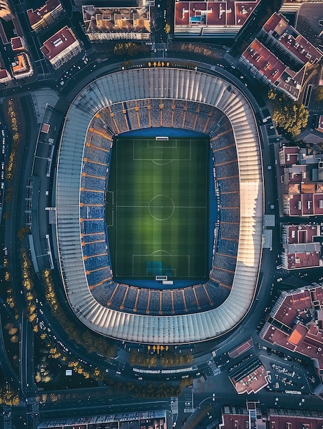 Stadio di calcio visto dall'alto Immagine generata dall'AI