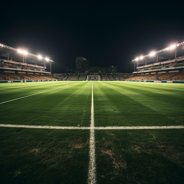 Stadio di calcio vuoto di notte