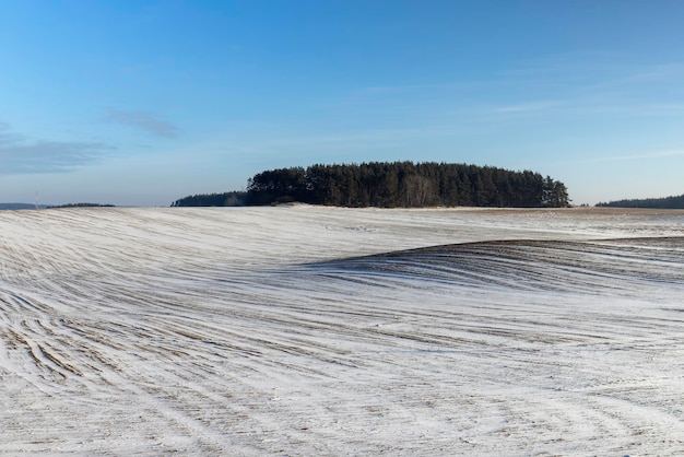 Stagione invernale con cumuli di neve dopo la nevicata