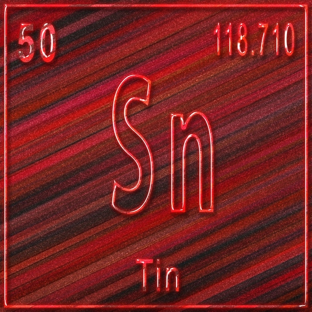 Stagno elemento chimico, segno con numero atomico e peso atomico, elemento della tavola periodica